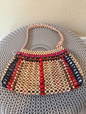 Handcrafted Beaded Women’s Shoulder Bag - Red, Natural, Black